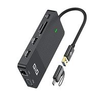 USB Docking Station Giq USB C HUB USB 3.0 to Dual HDMI VGA Adapter, Triple Screen USB C Laptop Docking Station, Dual Display Compatible with MacBook M1 USB Dock, Black