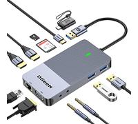 USB Docking Station, QGeeM USB C Hub 3.0 to Dual HDMI VGA Adapter,Triple Display Dual Monitor Splitter Extended Display Compatible With MacBook,Dell,HP,ThinkPad,All USB 3.0 Laptop USB Dock