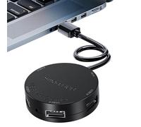 USB Docking Station, Round Laptop Hub with USB 2.0 Ports, 480Mbps Speed, Indicator Light, Portable Computer Accessory for Offices, Travel, Home Use