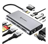USB Docking Station, UtechSmart 11 IN 1 USB C Dock Triple Display, USB 3.0 Laptop Docking Station with Dual HDMI, VGA, PD, Ethernet, SD/TF, USB 3.0, Mic/Audio, Compatible for MacBook M1 Dell HP Lenovo