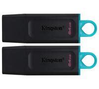 USB DRIVE, USB 3.2, 64GB, BLACK/TEAL; DTX/64GB-2P (KINGSTON) Qty X 1