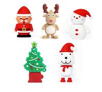 USB Drives Novelty USB Flash Drive Thanksgiving Memory Stick Santa Claus, Christmas Tree, Elk,Snowman, Dog(Pack of 5 8GB)
