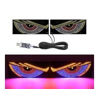 USB Dynamic Devil Eyes Light, LED Matrix Screen for Car Windshield, 11 Modes Touch Control, 5V Low Heat, White Blue Green, Easy Install Sticker(white)