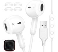USB Earbuds with Microphone for Chromebook PC Laptop Destop,7.5FT Mute Control USB A Wired Headphone,Stereo Type A Computer Headset Small In-Ear Noise Canceling Corded Earphone for Dell School Office