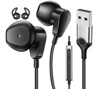 USB Earbuds with Microphone for PC,Wired USB A Headset for Computer,Black | USB Headphones 7.5FT Cable Corded Laptop Earphone With Mic &Case for HP/Dell/Surface School Computer for Office Zoom Meeting