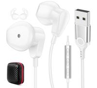 USB Earbuds with Microphone for PC,Wired USB A Headset for Computer,White | USB Headphones 7.5FT Cable Corded Laptop Earphone With Mic &Case for HP/Dell/Surface School Computer for Office Zoom Meeting