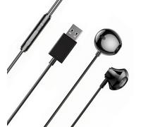 USB Earphones for PC Dell, Wired In Ear USB Headphones with Microphone, 1.5m Headset Earbuds for Laptop Computer, Type A Earphones for Surface, PS4, PS5, Chromebook, Windows, Mac, 2Pcs