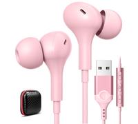 USB Earphones for PC Laptop Computer Headphones USB Headset with Microphone | Magnetic In-Ear USB A Earbud In Ear Wired for Dell for HP Laptop Work Meeting Office for Women Girls 7.5 FT/2.5M Cord