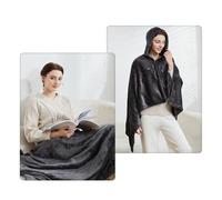 USB Electric Blanket - 150x85cm Double-Sided Flannel Material, 9-Zone Heating, 3 Temperature Settings, Machine Washable, Suitable for Office and Home Use, （Gray with Hood）