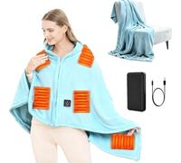 USB Electric Blanket with 10000 mAh Battery, 150 x 80 cm Wireless Heated Blanket, 3 Temperature Levels, Flannel Single Person Electric Blanket Shawl, Heat Blanket for Office, Lunch Break, Outdoor