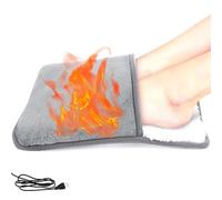 USB Electric Foot Warmer Heating Pad, 11x11" Thermal Flannel Under Desk for Home Office, Grey