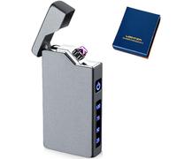 USB Electronic Lighter, Electric USB Lighter, Arc Lighter, LED Dual Arc Lighter with Battery Indicator, Windproof Plasma Lighter, Electric with Gift Box (Matte Dark Grey)