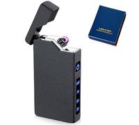 USB Electronic Lighter, Electric USB Lighter, Arc Lighter, LED Dual Arc Lighter with Battery Indicator, Windproof Plasma Lighter, Electric with Gift Box (Matte Black)