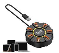 USB Expansion Hub, USB Splitter for PC - Round USB Data Hub Splitter 7 Port USB Splitter Round High Speed Hub with Atmosphere Light 2.0 Colorful Hub, to Seven Docking Station