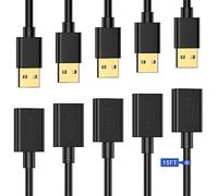 USB Extender Cord 15FT(5 Pack), USB 2.0 Extension Cable, USB A Male to Female, Compatible for USB Flash Drive, Hard Drive, Card Reader, Webcam, Printer, Keyboard, Mouse, Playstation, Xbox, VR Headset