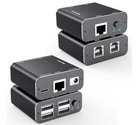 USB Extender Over Cat6/7 - 4 Port USB 2.0 Switch, Plug and Play, Supports Keyboard and Mouse, No Latency, 164FT/50M with Wired Controller