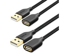 USB Extension Cable, OKRAY 2-Pack 6FT Braided USB 2.0 Extender Cable Type A Male to A Female Data Transfer Extension Cord with Gold-Plated Connector for USB Flash Drive/Hard Drive/Printer/Webcam-Black