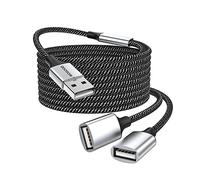USB Extension Cable,USB Splitter USB A Male to 2 Female Extension Cord Durable USB Splitter Cable Nylon Braided Fast Data Transfer Compatible with Printer, USB Keyboard, Flash Drive,Playstation