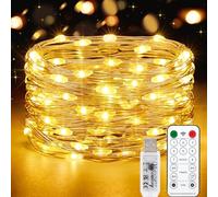 USB Fairy Lights, 100 LED 8 Lighting Modes Twinkle Fairy String Lights Waterproof with Remote Timer USB String Lights for Indoor Outdoor Garden Party Wedding Christmas Decoration
