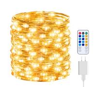 USB Fairy String Lights with Remote and Power Adapter, 66 Feet 200 Led Firefly Lights for Bedroom Wall Ceiling Christmas T...