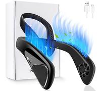 USB Fan Neck Quiet Strong with Battery, Neck Fan Portable Small 3 Levels 360° Adjustable Neck Fans Rechargeable Mini Face Neck Fan for On the Go Travel Camping Office Black