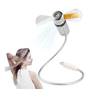 USB Fan Portable, LED Clock Display USB Fan, Quiet Air Cooler, Floating Neck Lighted Electronics for RV Traveling Bedroom Camping Dormitory School