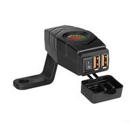 USB Fast Charger for Motorcycles with Handlebar Mount and Waterproof Cover (Car mirror red)