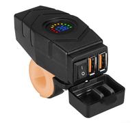 USB Fast Charger for Motorcycles with Handlebar Mount and Waterproof Cover (handlebar Blue)