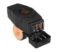 USB Fast Charger for Motorcycles with Handlebar Mount and Waterproof Cover (handlebar Red)