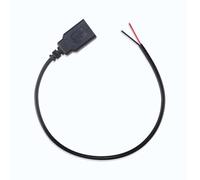 USB Female Power Pigtail with 22 AWG Exposed Conductors, 30cm | 5V 3A Power Rating, Red and Black Polarity Identification, Power-Only Connection for Low-Voltage Wiring Projects
