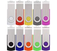 USB Flash Drive 16GB 10 Pack, Thumb Drives USB 2.0 Bulk Swivel Memory Stick Jump Drive Zip Drive with Led Indicator for Data Storage, File Sharing (10Pcs, Multi-Color,16 GB)