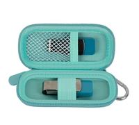 USB Flash Drive Case for SanDisk/for Kingston/for Samsung, Case Only | Thumb Drive Storage Organizer for 2 USB Stick, Mesh Pocket, Carabiner, for Students, IT Staff and Travel, Blue Green