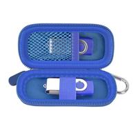 USB Flash Drive Case for SanDisk/for Kingston/for Samsung, Case Only | Thumb Drive Storage Organizer for 2 USB Stick, Mesh Pocket, Carabiner, for Students, IT Staff and Travel, Blue