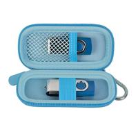 USB Flash Drive Case for SanDisk/for Kingston/for Samsung, Case Only | Thumb Drive Storage Organizer for 2 USB Stick, Mesh Pocket, Carabiner, for Students, IT Staff and Travel, Light Blue