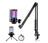 USB Gaming Microphone Kit for PC PS5 PS4, RGB Computer Condenser Microphone with Boom Arm Stand, Quick Mute, Gain Control, RGB Indicator, Streaming Microphones for Podcast, Youtube Titok, Recording