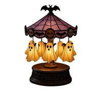 USB Ghost Carousel Night Light - 360° Rotating Halloween Decor with LED Lights, Spinning Indoor Party Dec