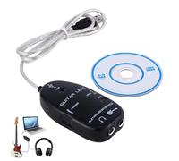 USB Guitar Link Cable 16-Bit, 44.1, 48KHz Audio Interface with Headphone Output for Direct Monitoring, Easy Learning Practice Recording