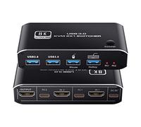 USB HDMI 2.1 KVM Switch 4K 120Hz, BolAAzuL 8K Dual-port USB 3.0 HDMI 2.1 KVM Switch Switcher with Keyboard Shortcut Hotkey Switching HDCP 2.3 for Nvidia AMD Xbox Series X S PS5/4 pro