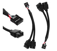 USB Header Splitter, 2 Pcs USB 2.0 9Pin Female to Dual 9Pin Male Extension Cable 1 to 2 Extension Hub Splitter Connector Adapter Nylon Braided Port Multiplier for Internal Computer Motherboard