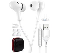 USB Headphones for PC Laptop,Magnetic 7.5FT Wired Earbuds Computer Headset with Microphone Control Mute Mic Noise Canceling in Ear Eartips Corded Earphone for MacBook Pro Zoom Meetings Chromebook