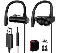 USB Headphones Wired Over-Ear Hook Earbuds 8.2FT Computer Headset With Microphone,USB A Earphone in-Ear Wired Earbuds for Dell HP Laptop for Dell HP Chromebook for Teams Zoom Office School Desktop PC