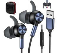 USB Headphones with Microphone for Computer,7.3ft USB Earbuds Laptop Headsets Wired Anti-Loose eartip in-Ear Teams Headset for Small Ear,Wired Computer Earphones for Dell Chromebook PC Office Work