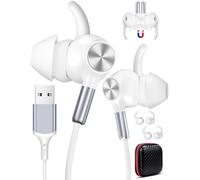 USB Headset with Microphone for PC,7.5ft Long USBA Headphones for Computer,Wired USB Headset with Mute in-Line Hifi Stereo Bass Noise Canceling Laptop Earphones for Dell HP Home Zoom Work,White