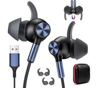 USB Headset with Microphone for PC,7.5ft Long USBA Headphones for Computer,Wired USB Headset with Mute in-Line Hifi Stereo Bass Noise Canceling Laptop Earphones for Dell HP Home Zoom Work,Black blue