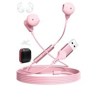 USB Headset with Microphone for PC, USB A Headphones for Computer, 7.5 Ft Cable, Lightweight Wired Type A Earbuds In Ear Noise Canceling Stereo Laptop Game Earphones for Dell Laptop for Surface, pink