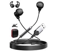 USB Headset with Microphone for PC, USB A Headphones for Computer, 7.5 Ft Cable, Lightweight Wired Type A Earbuds In Ear Noise Canceling Stereo Laptop Game Earphones for Dell Laptop for Surface, Black