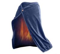 USB Heated Blanket 100x70cm Flannel Electric Shawl Wrap with Buckle Quick Heating Lap Cover Washable Portable Multiuse Throw for Home Office Car Camping 35-45℃ Blue Gray Brown(Blue)