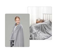 USB Heated Blanket 140 x 80cm - Fast Heating Electric Blanket, Detachable Cable, 3 Heat Settings, Far Infrared Heating, Machine Washable, Safe for Overnight Use with Low Power Consumption (Light Grey)