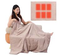 USB Heated Blanket Electric Heating Pads with 3 Temperature Levels Wearable Throw Blanket Machine Washable Winter Warm Fleece Shawl for Home Office Back Pain Relief, 110 * 70cm, Beige