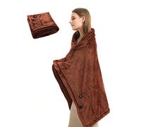 USB Heated Blanket Wrap, Luxury Flannel Wearable Heated Throw Blanket with Buttons Ultra Warm Heating Neck and Shoulders Shawl for Home Office & Outdoor Use, Machine Washable (31.5 * 55in)